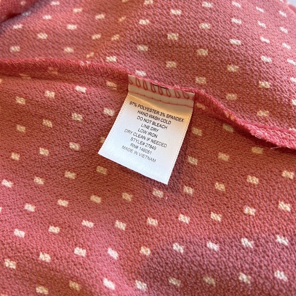 💖Adorable Monteau Flutter Sleeve Top in Mauve Pink/White Square Dots:Size Small - Picture 4 of 6